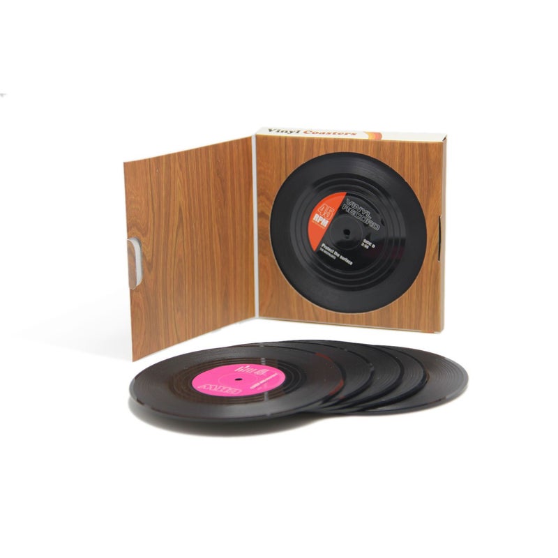 DuoMuo Coaster Vinyl Record Disk Coasters for Drinks - Tabletop Protection Prevents Furniture Damage (6 PCS Vinyl) - Image 2