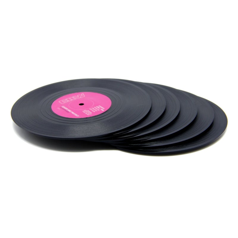 DuoMuo Coaster Vinyl Record Disk Coasters for Drinks - Tabletop Protection Prevents Furniture Damage (6 PCS Vinyl) - Image 3