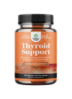 Natures Craft Herbal Thyroid Support Complex - Iodine Thyroid Supplement with L Tyrosine Bladderwrack Kelp Selenium and Ashwagandha - Mood Enhancer Energy Supplement for Thyroid Health - 120 Halal Capsules  - Image 1
