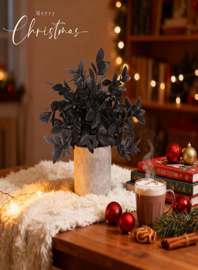 Der Rose 3 Pack Black Fake Plants Artificial Eucalyptus Plants Topiaries for Halloween Decorations Bathroom Accessories Home Office Desk Farmhouse Room Table Shelf Decor(Black) - Image 5