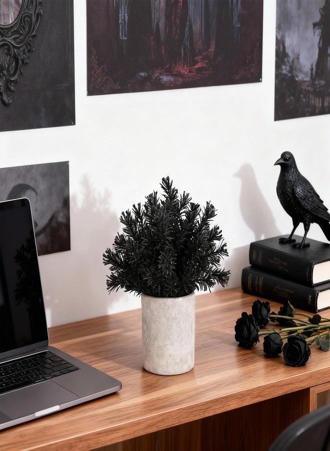 Der Rose 3 Pack Black Fake Plants Artificial Eucalyptus Plants Topiaries for Halloween Decorations Bathroom Accessories Home Office Desk Farmhouse Room Table Shelf Decor(Black) - Image 4
