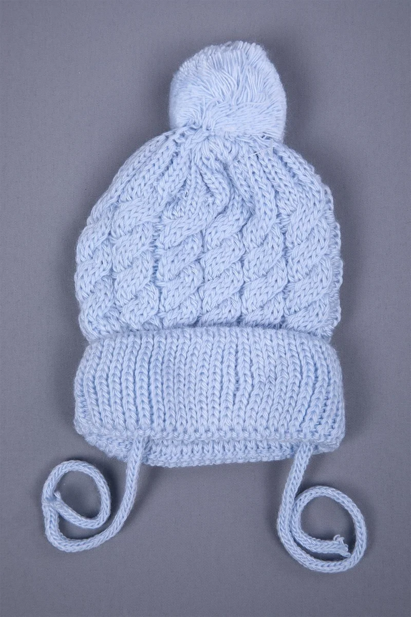Baby Hola Babyhola Knitwear with Pompom and Tie-up Baby Girl and Boy Newborn 0-3 Months Beanie 0946-1