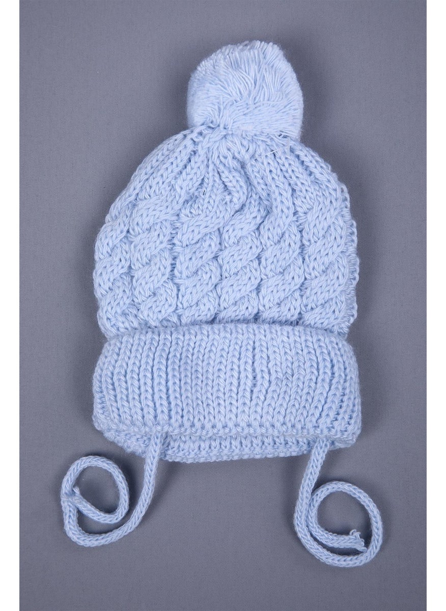 Baby Hola Babyhola Knitwear with Pompom and Tie-up Baby Girl and Boy Newborn 0-3 Months Beanie 0946-1  - Image 3