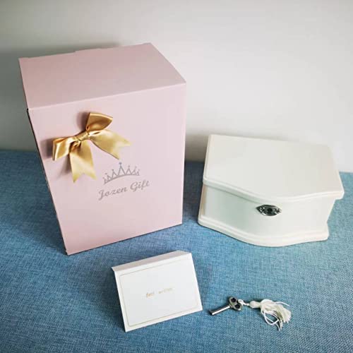 Jozen Gift Wooden Ballerina Medium White Musical Jewelry Box with Mirror and Lock for girls，Kid's Jewelry Storage Music Box,Gifts for Christmas,Birthday and all Holidays - Image 2