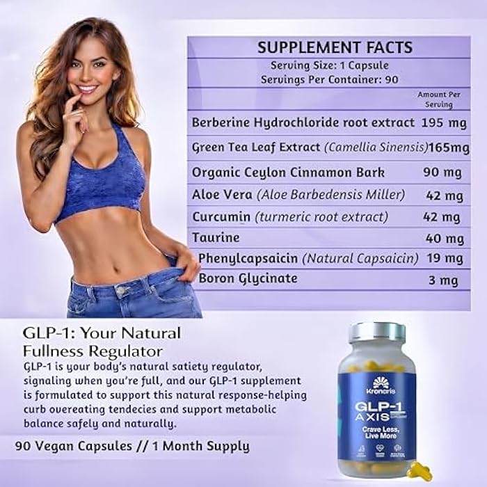 GLP-1 AXIS | Appetite Suppressant for Weight Loss & Natural GLP-1 Supplement for Weight Management, Odorless 8 in 1 Formula with Berberine & Green Tea Extract for Daily Energy Focus, Vegan, 90 Caps - Image 2