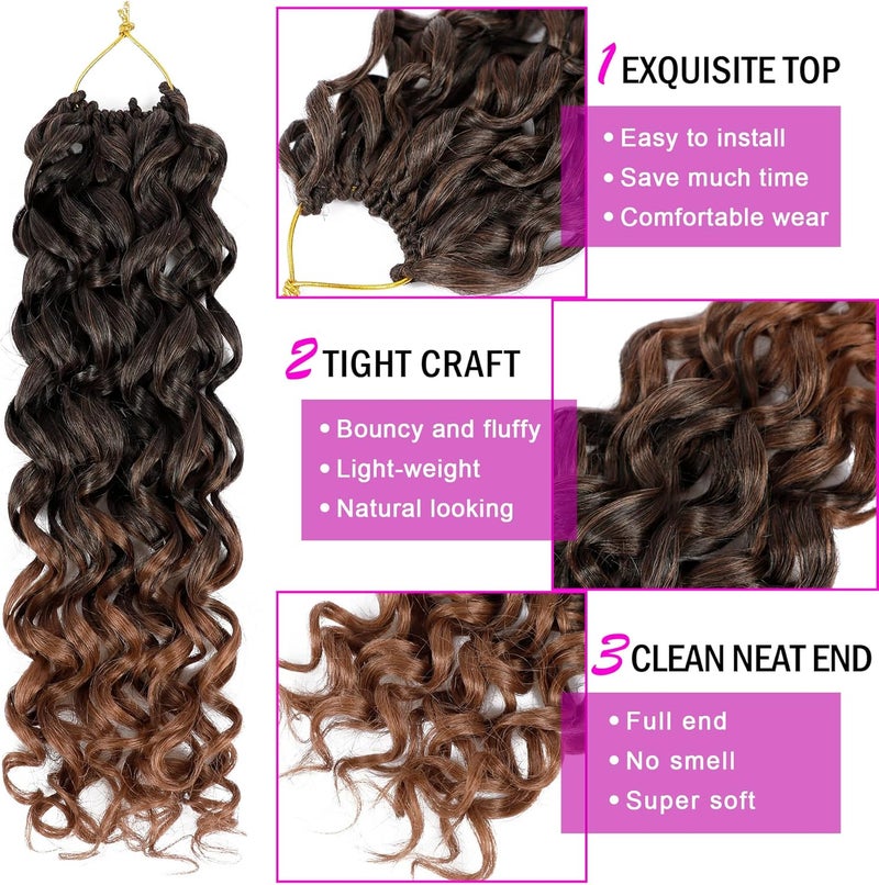 Eerya 7 Packs GoGo Curl Crochet Hair 14 Inch Short Curly Crochet Hair for Women Beach Curl Water Wave Deep Twist Crochet Braids Synthetic Braiding Hair Extensions (14 Inch, T1B/30) - Image 4