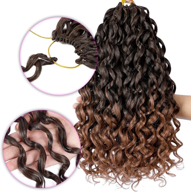 Eerya 7 Packs GoGo Curl Crochet Hair 14 Inch Short Curly Crochet Hair for Women Beach Curl Water Wave Deep Twist Crochet Braids Synthetic Braiding Hair Extensions (14 Inch, T1B/30) - Image 5