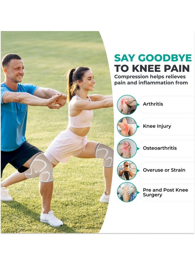 Modvel Compression Knee Brace for Women & Men, 2-Pack Knee Brace for Running Knee Pain, Knee Support Compression Sleeve, Workout Sports Knee Braces for Meniscus Tear, ACL & Arthritis Pain Relief - Image 1