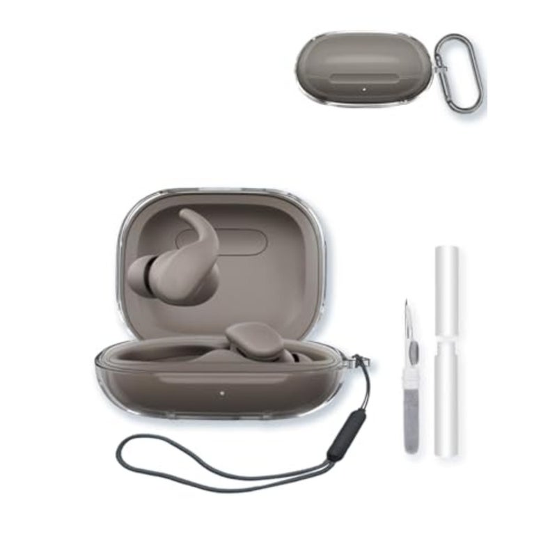 for Beats Powerbeats Fit tooth Earbuds Case, High Transparency Soft TPU Shockproof Cover with Keychain, Cleaning Kit and Lanyard for Baseus Powerbeats Fit-Clear - Image 1
