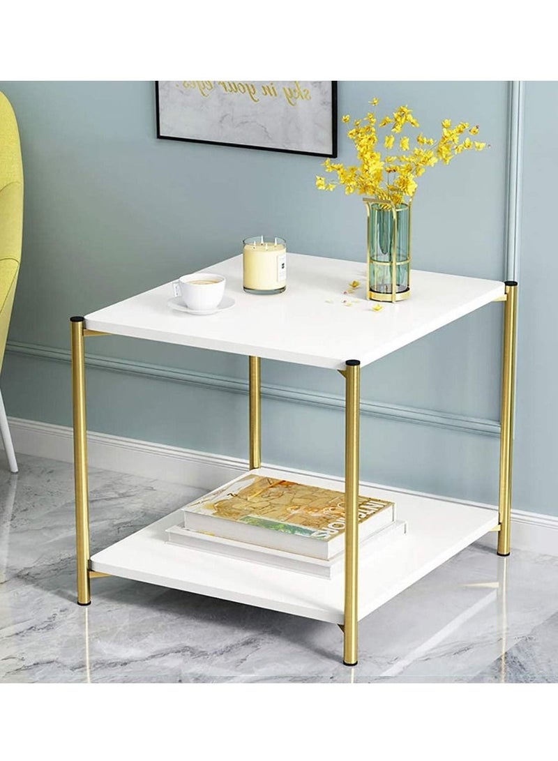 Metal bedside coffee table Square end side table desk nordic marble glass home sofa tables light luxury living room side table - Image 1