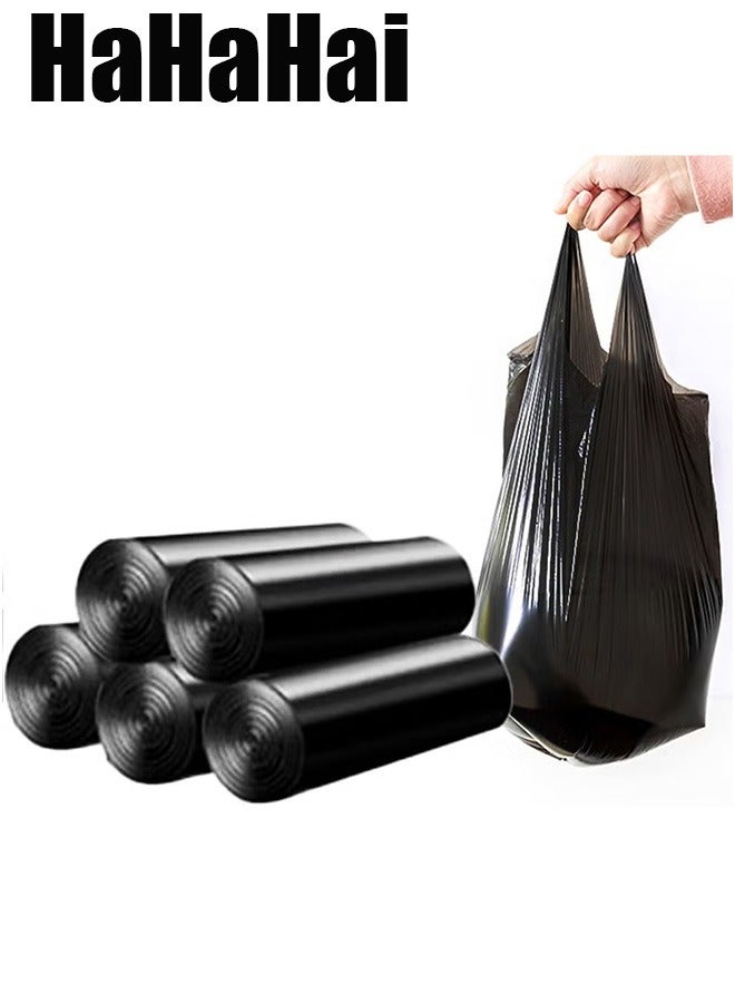 HaHaHai Garbage Bags 5 Gallon 100 Counts, Handle Tie Large Capacity  Plastic Trash Bags Good Toughness, No Water Leakage, for Office, Kitchen, Bedroom Waste Bin, Wastebasket Bags(Black) - Image 1