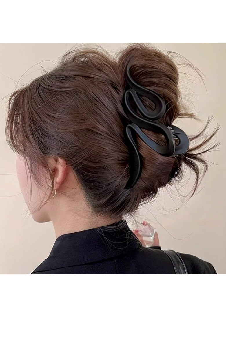 Set of 3 Multicolor Large Matte Wavy Hair Clips for Women - Vintage Style, Shark Clips for Easy Updos and Styling - Image 1