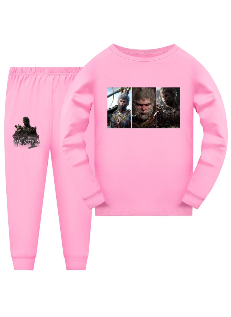 MQD Black Mythical Goku Boys and Girls Long Sleeve Long Pants Pajama Set 