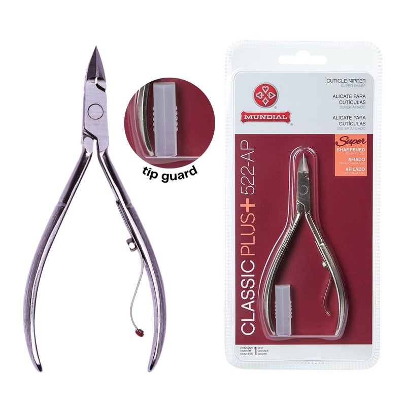 Mundial Cuticle Nipper Super Sharp - MUNDIAL 522-AP - Cuticle Trimmer for Manicure Kit and Pedicure Tools, Carbon Steel Handlee with Durable Spring. Tip Guard Included - Image 2