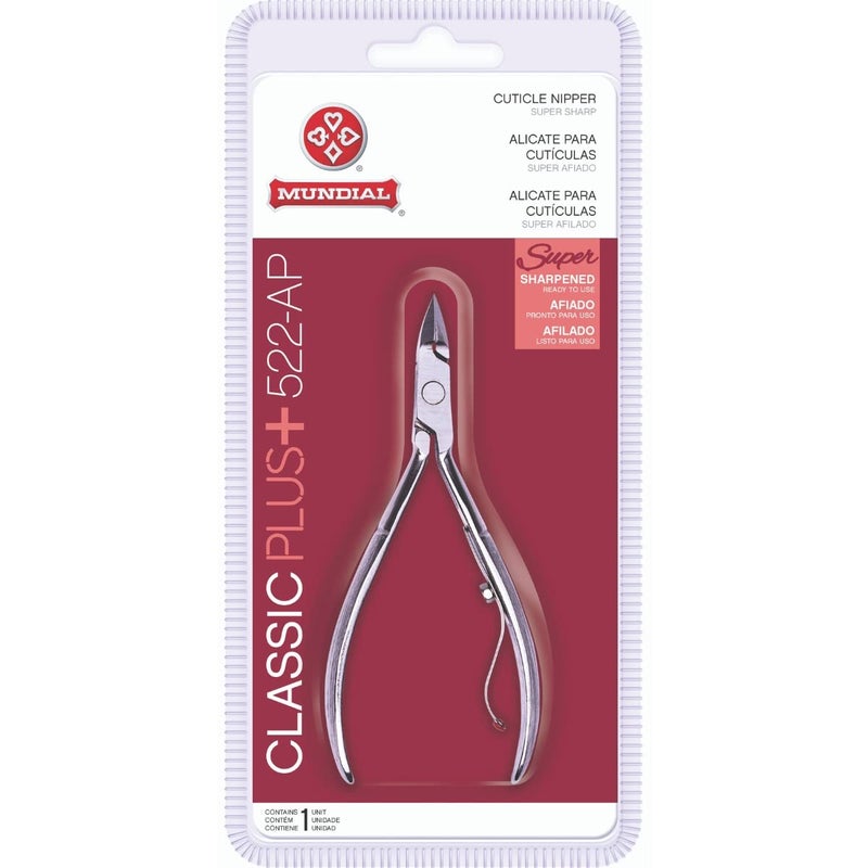 Mundial Cuticle Nipper Super Sharp - MUNDIAL 522-AP - Cuticle Trimmer for Manicure Kit and Pedicure Tools, Carbon Steel Handlee with Durable Spring. Tip Guard Included - Image 1