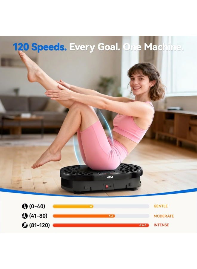 HTM Vibration Plate Exercise Machine with 120 Speed Levels, 9 Program Modes and Remote Control - 15 Min Timer, 300 lbs Capacity for Full Body Workout, Lymphatic Drainage, Weight Loss and Toning - Image 5