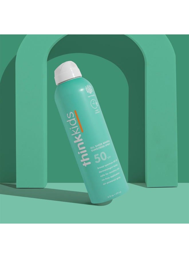 Thinksport Kids Sunscreen Spray, SPF 50 All Sheer Mineral Sunscreen, 6 Fl Oz, Water Resistant Baby & Toddler, Natural Zinc Oxide UVA/UVB Protection - Image 3