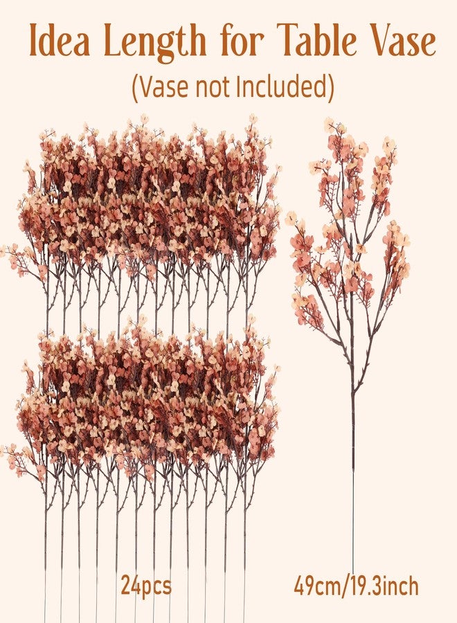 MACTING 24 PCS Babys Breath Artificial Flowers Bulk, Real Touch Gypsophila Faux Silk Flowers for Vase Wedding DIY Home Table Centerpiece Indoor Outdoor Spring Decorations,Light Brown - Image 4
