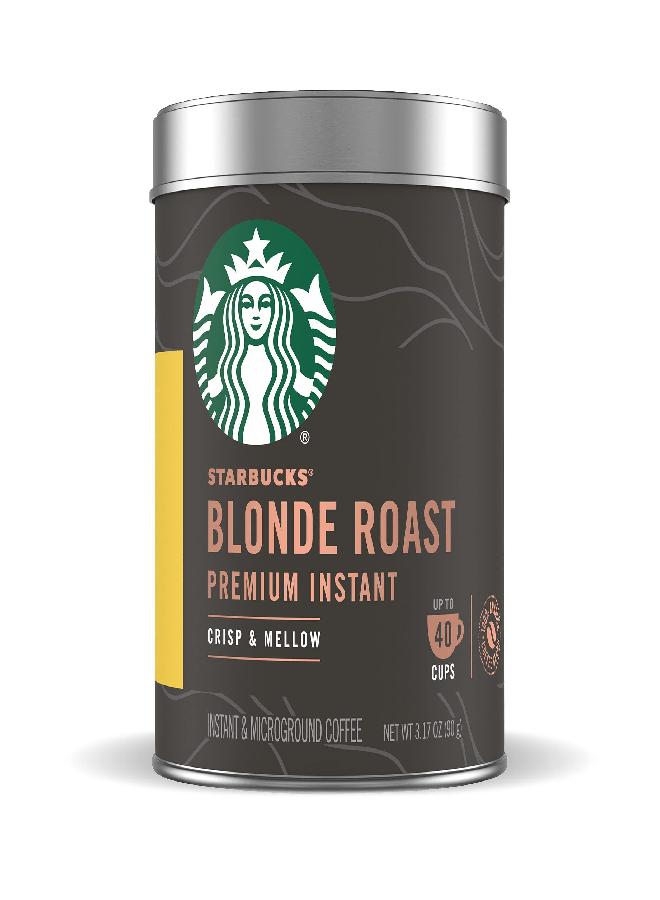Starbucks Premium Instant Coffee, Blonde Roast, 100% Arabica, 1 Tin - upto 40 cups, 3.17 Oz - Image 1