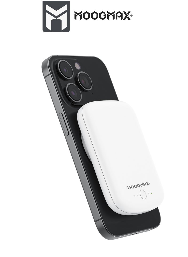 MOOGMAX - 5000mAh Ferma Magnetic wireless (MagSafe) power bank ,supports fast charging, compatible with Apple, Samsung, Huawei, and Xiaomi devices. Only suitable for phones that support wireless charging - Image 1