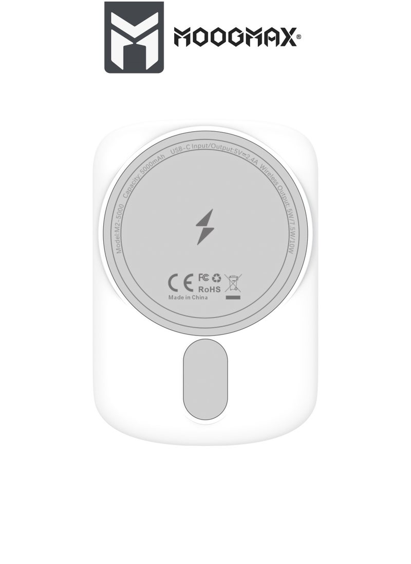 MOOGMAX - 5000mAh Ferma Magnetic wireless (MagSafe) power bank ,supports fast charging, compatible with Apple, Samsung, Huawei, and Xiaomi devices. Only suitable for phones that support wireless charging - Image 1