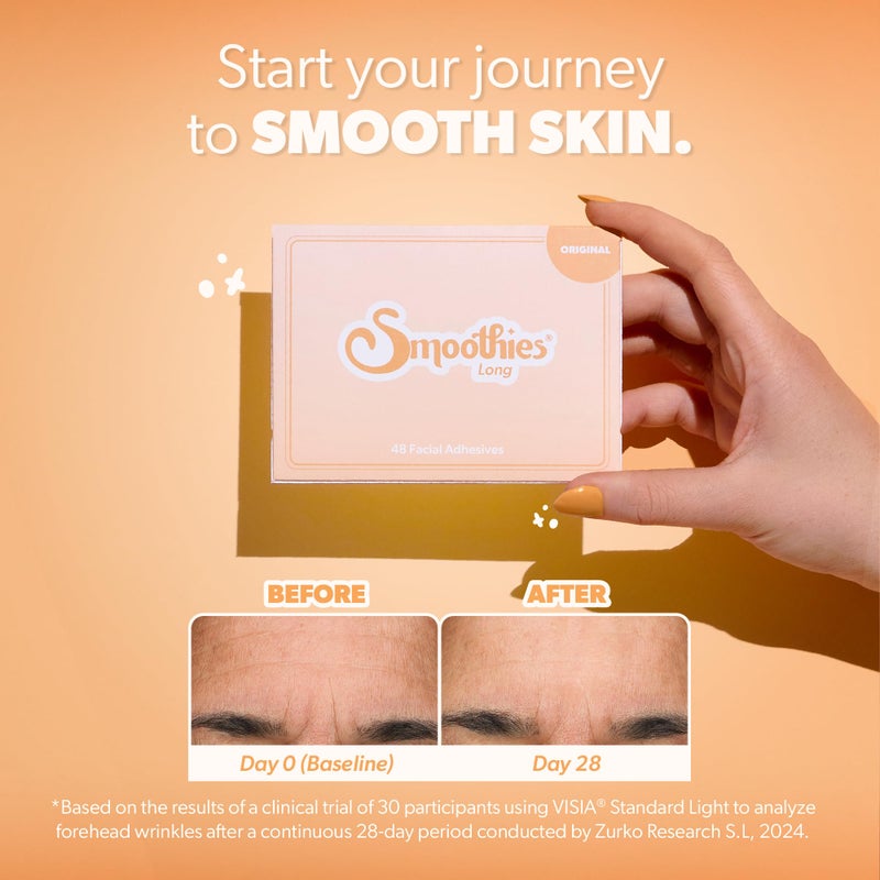 Smoothies Long Forehead Wrinkle Patches for Face Overnight - Facial Patches for Forehead, 48 Facial Adhesives per Box - Face Tape, Made in the USA - Image 3