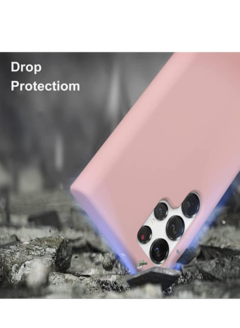 MUNTAQI Liquid Silicon Case Compatible with Samsung Galaxy S22 ULTRA, Shock-Proof Soft Gel Rubber Matte Finish Cover designed for Samsung Galaxy S22 ULTRA 6.80’ (2022)- Pink - Image 3