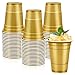 LANLISA 50 Gold Plastic Cups 16 oz Disposable Cups Drinking Cups For Birthday Party Supplies Graduation Thanksgiving Decorations Harvest Fall New Years - Image 1