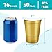 LANLISA 50 Gold Plastic Cups 16 oz Disposable Cups Drinking Cups For Birthday Party Supplies Graduation Thanksgiving Decorations Harvest Fall New Years - Image 4