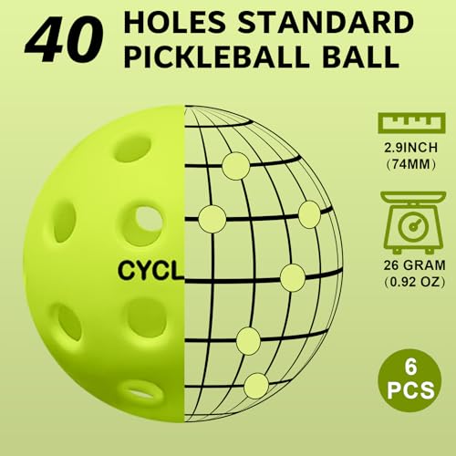 cyclotron 6Pack Premium Pickleball Balls USAP Approved 40 Holes OutdoorIndoor Pickle Balls with Bag Perfectly Balanced High Bounce True Flight Pickle Ball for Tournament PlayGreen - Image 3