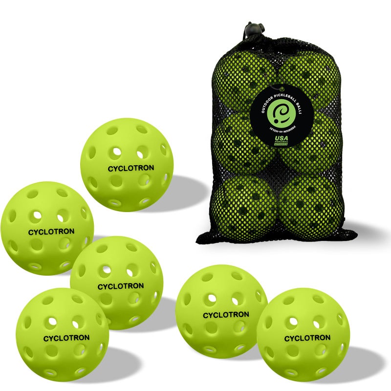 cyclotron 6Pack Premium Pickleball Balls USAP Approved 40 Holes OutdoorIndoor Pickle Balls with Bag Perfectly Balanced High Bounce True Flight Pickle Ball for Tournament PlayGreen - Image 2