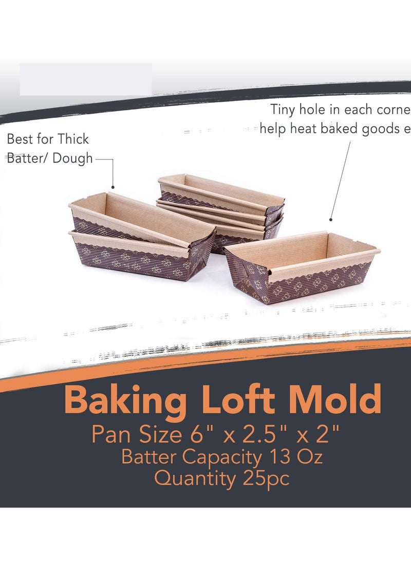Paper Loaf Pan, Disposable Paper Baking Loft Mold 25ct, All Natural, Recyclable, Microwave Oven Freezer Safe, for Beautifully Displaying Baked Goods, 6x 2.5x2 - Image 4