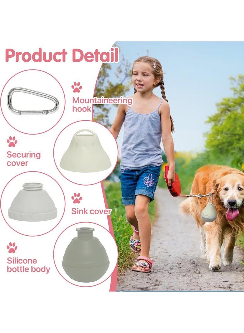 Portable dog water bottle with hanging buckle, suitable for dog outdoor activities, 200/400ml leak-proof dog food storage container, foldable silicone body and easy-to-clean design
