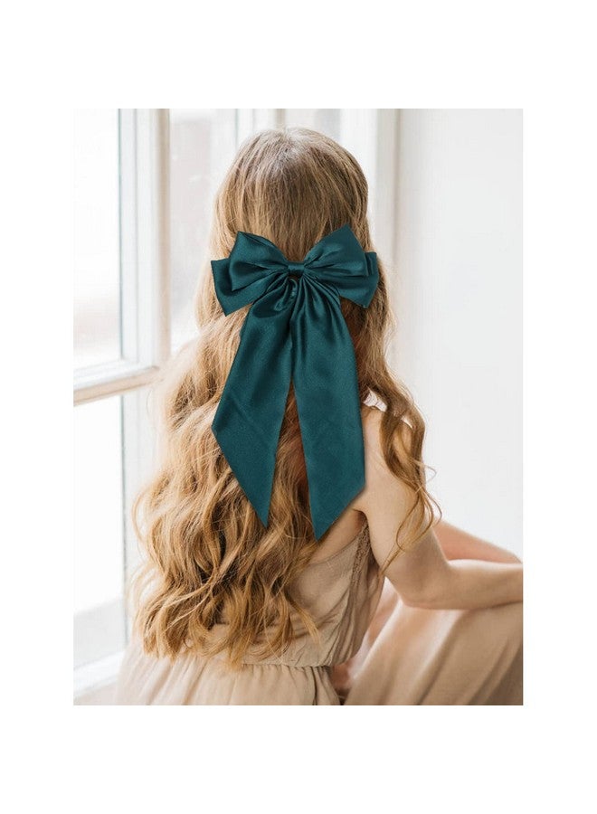 Cinaci Inaci 4 Pack Satin Silk Large Big Oversized Giant Long Bow French Barrettes Alligator Hair Clips Ponytail Holder Hair Accessories For Women Girls Teens - Image 4