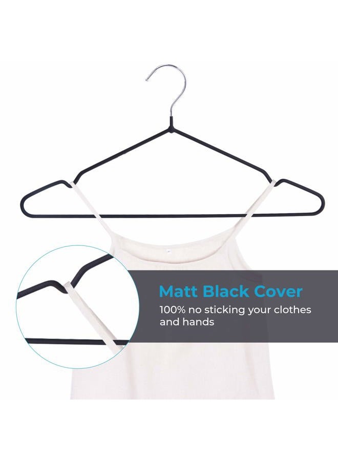 JS HANGER J.S Hanger Heavy Duty Metal Hanger Suit Coat Hangers Chrome and Black Friction, Set of 20 - Image 3