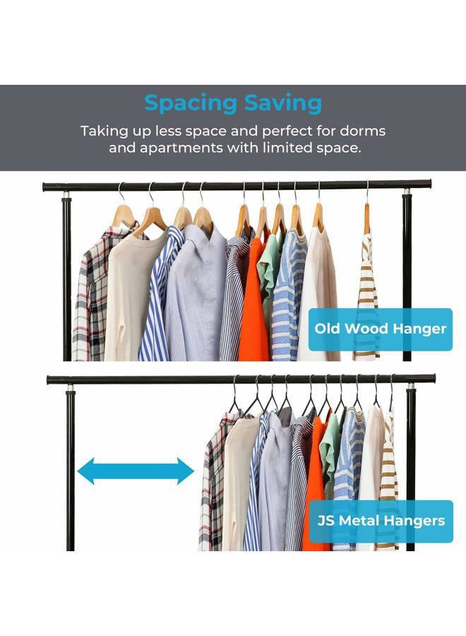 JS HANGER J.S Hanger Heavy Duty Metal Hanger Suit Coat Hangers Chrome and Black Friction, Set of 20 - Image 5
