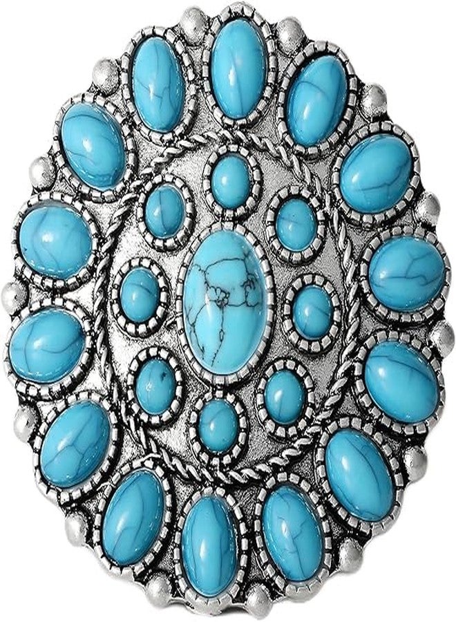 Jessica Simpson Womens Turquoise Stone Ring Size 8 - Oxidized Silver-Tone Statement Ring with Turquoise Stones - Image 1