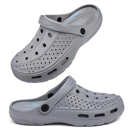 INMINPIN Women and Men Orthopedic Clogs Arch Support Garden Shoes Sandals Slippers with Plantar Fasciitis Feet Insoles,Grey/Camo,9.5-10.5 Women/7.5-8.5 Men - Image 1