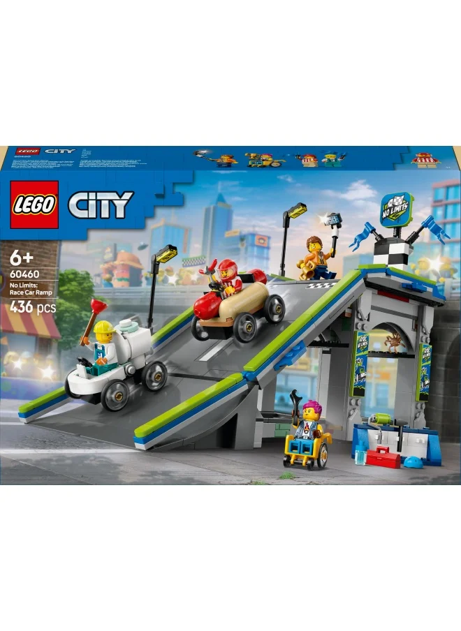 ليغو LEGO City No Limits: Race Car Ramp Track Set - Building Toys for 6+ Year Old Boys & Girls - Buildable Ramp for Racing with 2 Soapbox Cars & 4 Minifigures - Fun Birthday Gift Idea - 60460