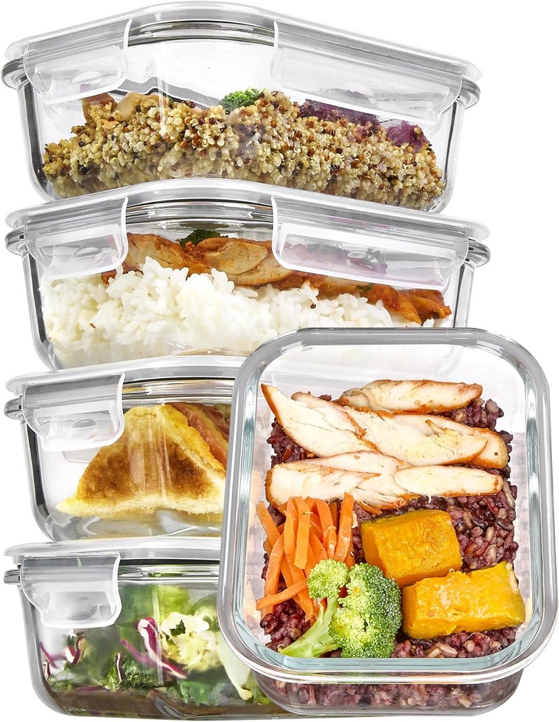 Vtopmart 5-Pack 22oz Glass Storage Containers with Lids - Meal Prep Food Containers Set - Image 1