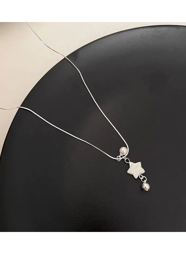 Goolsky French-Inspired Shell Star Pendant Necklace – Dainty Luxury Summer Jewelry for Women, Minimalist Chic Clavicle Chain - Image 2