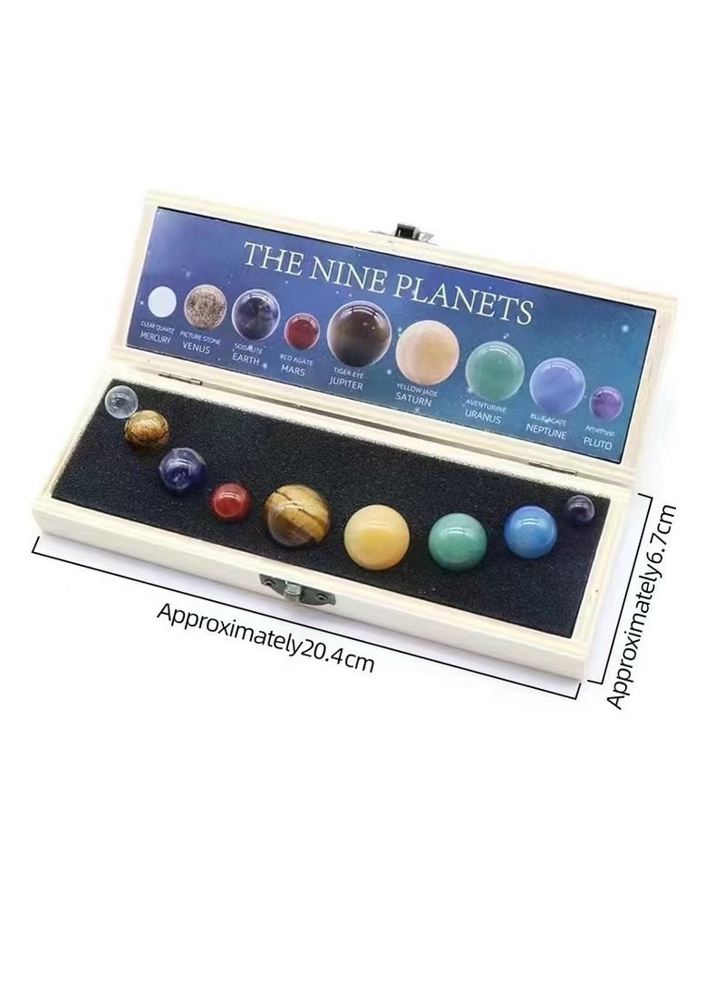 إيفرين مجموعة كريستال النظام الشمسي الفاخرة - مجموعة من 9 كواكب من الأحجار الطبيعية، لديكور سطح الطاولة بموضوع الكون المجرة، صندوق هدايا من العينات المعدنية لعشاق العلوم، نظام الشمس، هدية كريستالية للمهرجان - Image 1