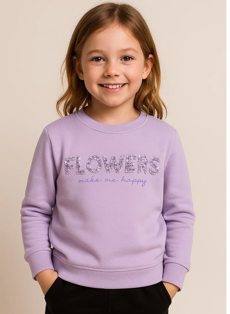 victor and jane Girls' - “Flowers Make Me Happy” Sweatshirt