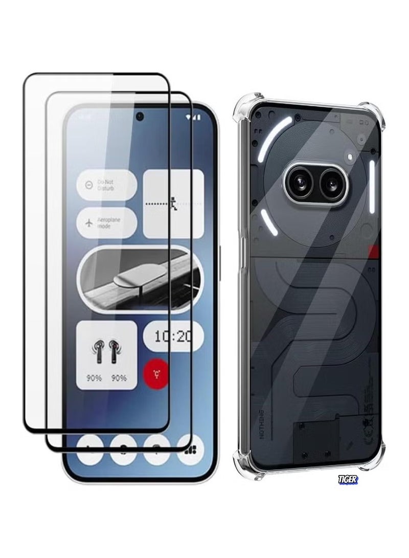 TIGER Nothing Phone 2A 5G Case and Tempered Glass Screen Protector [2 Pack] – Soft TPU Silicone Shockproof Transparent Phone Case, Crystal Clear Protection, Ultimate Safety for Your Device - Image 1