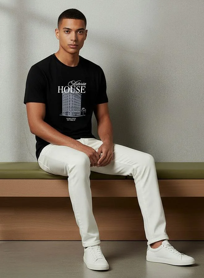 Splash FAV Men Slim Fit Crew Neck Short Sleeves Graphic Print T-shirt