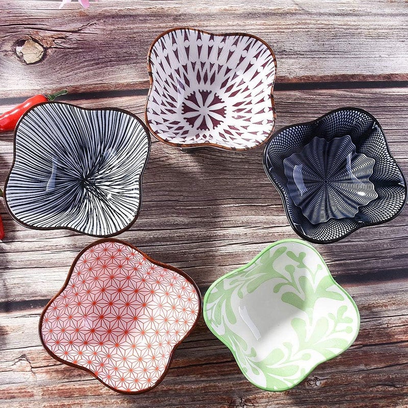 BOSILI Ceramic Soy Sauce Dishes Set of 5 Dipping Sauce Bowls Cups for Sushi Ketchup BBQ Seasoning - Image 2