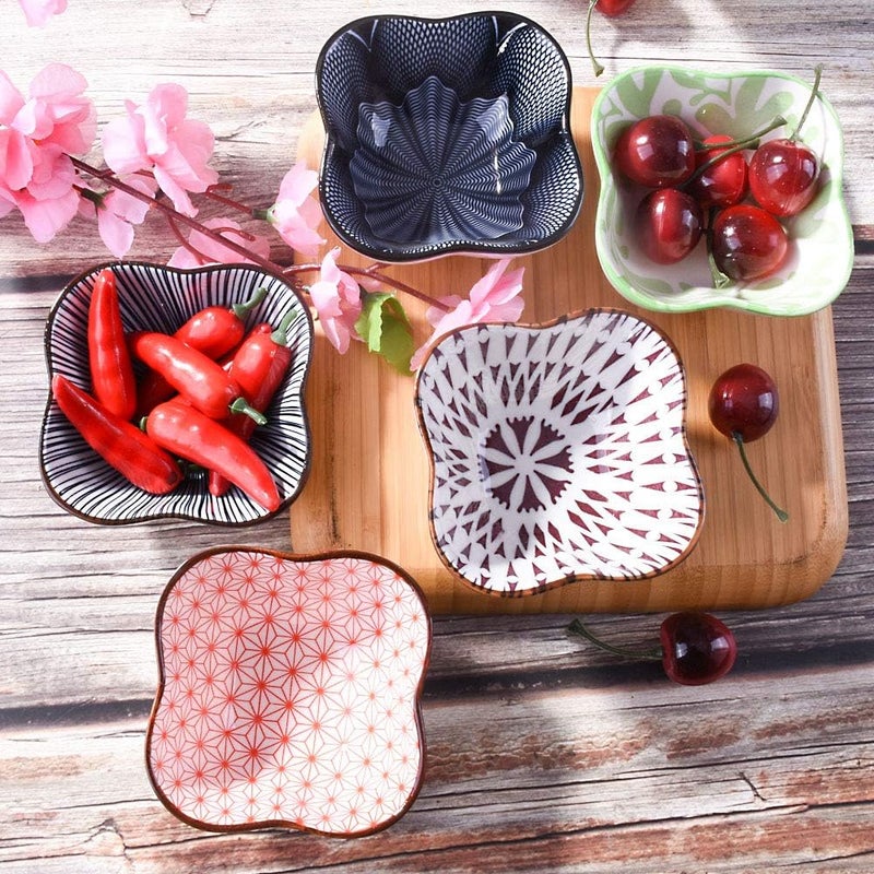 BOSILI Ceramic Soy Sauce Dishes Set of 5 Dipping Sauce Bowls Cups for Sushi Ketchup BBQ Seasoning - Image 3