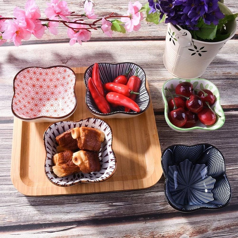 BOSILI Ceramic Soy Sauce Dishes Set of 5 Dipping Sauce Bowls Cups for Sushi Ketchup BBQ Seasoning - Image 4