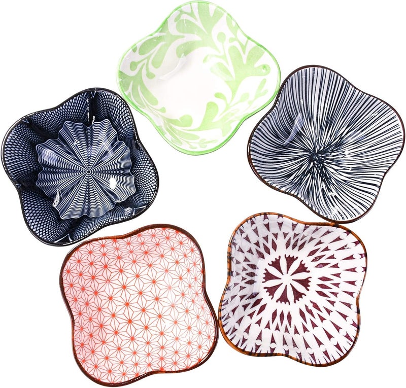 BOSILI Ceramic Soy Sauce Dishes Set of 5 Dipping Sauce Bowls Cups for Sushi Ketchup BBQ Seasoning - Image 1