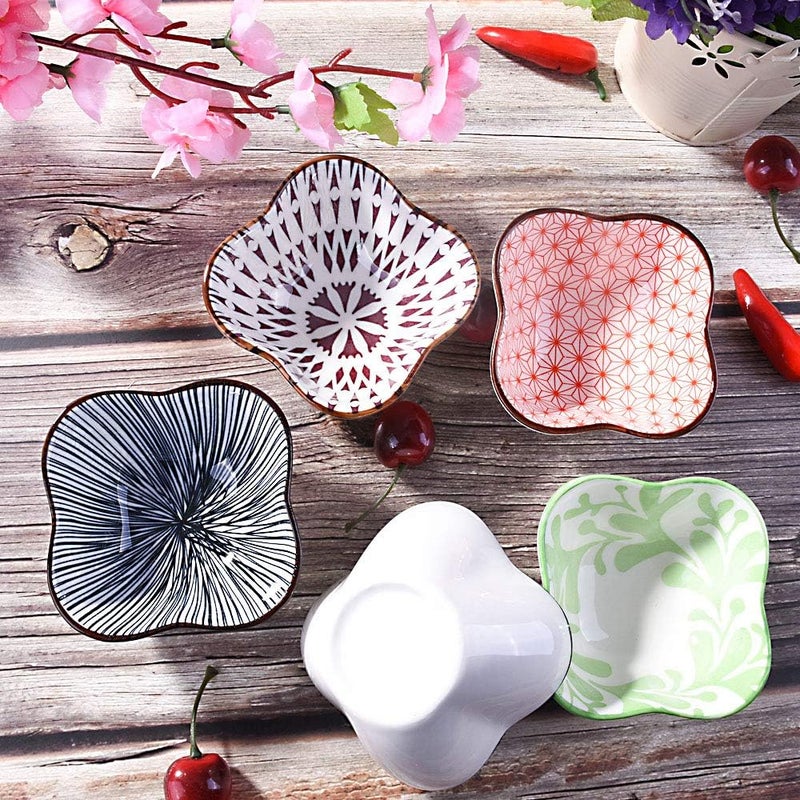 BOSILI Ceramic Soy Sauce Dishes Set of 5 Dipping Sauce Bowls Cups for Sushi Ketchup BBQ Seasoning - Image 5
